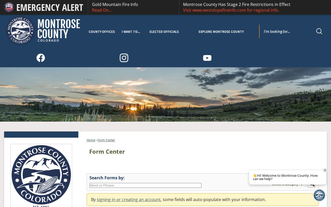 Montrose County Sheriff's Office online booking record request form