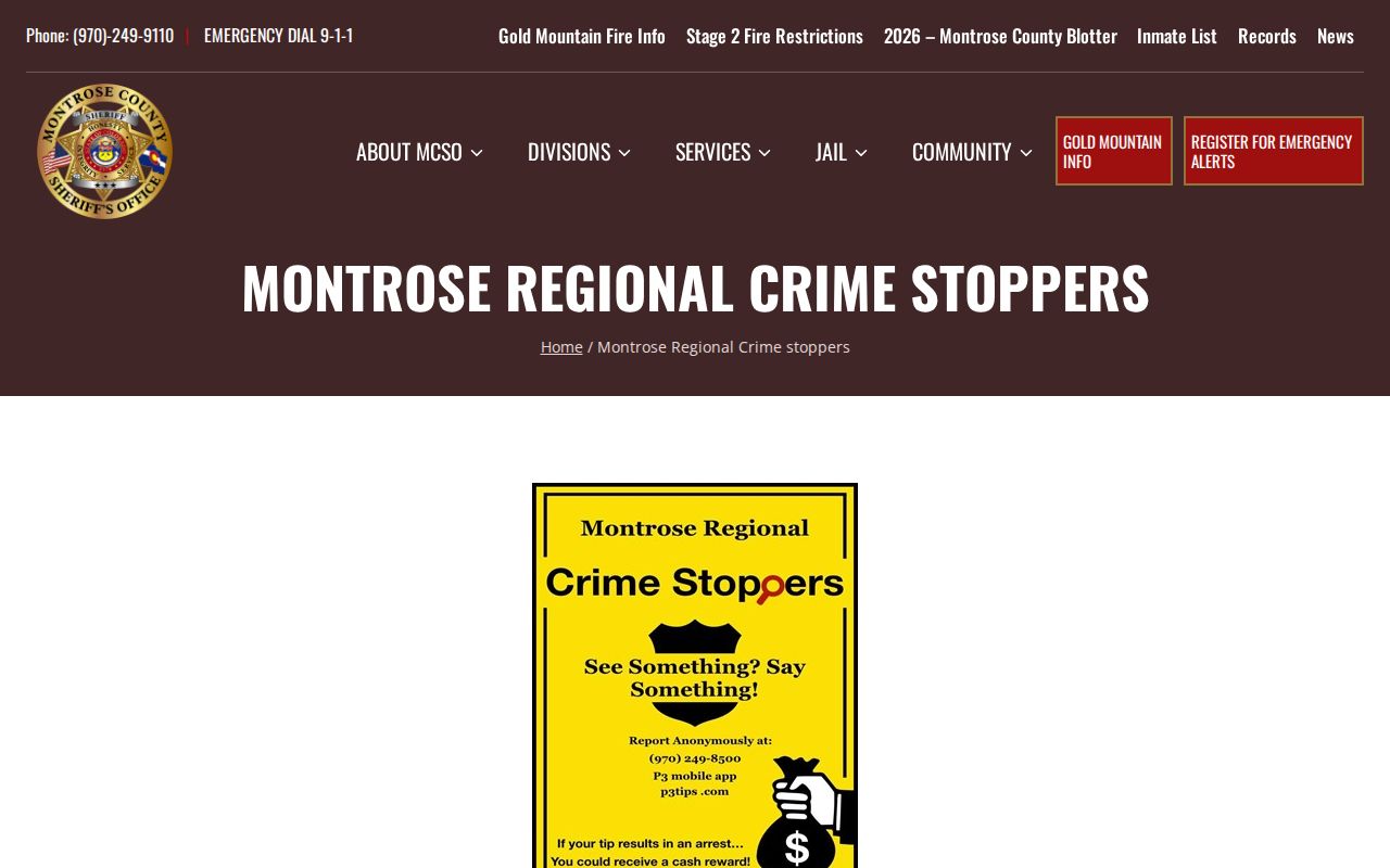 Montrose County wanted tip and Crime Stoppers information